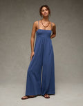 AE Empire Waist Wide-Leg Jumpsuit - Deep Sea Blue
