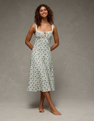 AE Sweetheart Tie-Front Midi Dress - Ivory