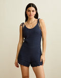 AE Tie-Strap Sweater Romper - Navy
