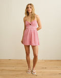 AE Tie-Front Smocked Bodice Romper - Red