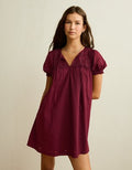 AE Lace Inset Babydoll Mini Dress - Bordeaux