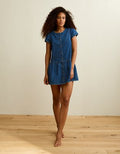 AE Short-Sleeve Peplum Mini Dress - Medium Wash