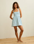 AE Halter Square Neck Mini Dress - Light Wash