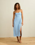 AE Sweetheart Slit Midi Dress - Light Wash