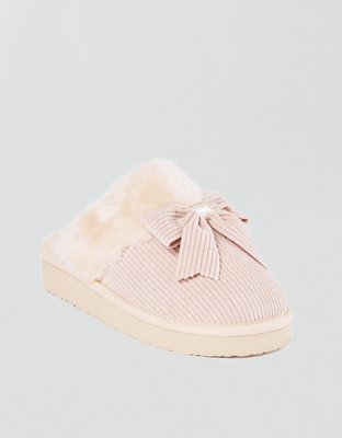 Minnetonka Bow Scuff Slipper - Light Pink