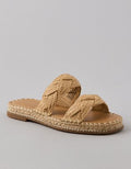 AE Double Strap Raffia Slide Sandal - Natural