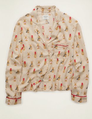 AE Slow Morning Flannel Long-Sleeve PJ Top - Beach Dune