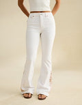 AE Super High-Waisted Embroidered Flare Jean - White