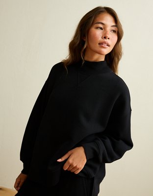 AE Everyday Luxe Mock Neck Sweatshirt - True Black
