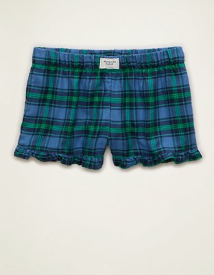 AE Ruffle Flannel Boxer Shorts - Powder Blue