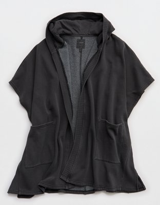 Aerie Hooded Fleece Cape - Smoked Gray