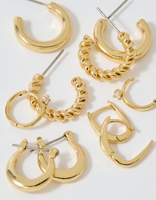 Aerie Basic Hoop Earrings 5-Pack - Gold