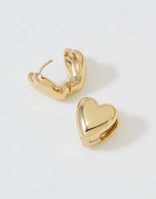 Aerie Bubble Heart Huggie Earrings - Gold