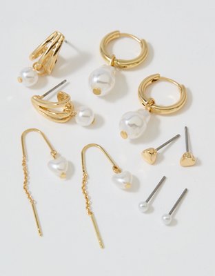 Aerie Pearl Earring 5-Pack - Gold