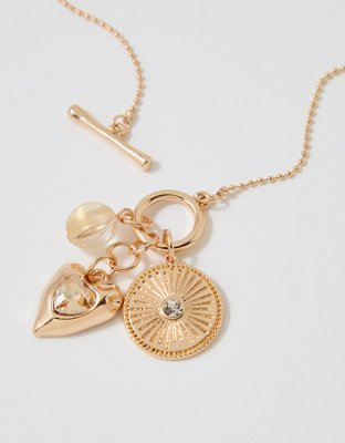 Aerie Long Charm Pendant Necklace - Gold