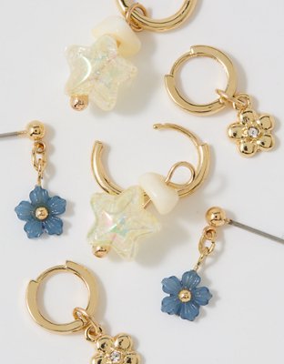 Aerie Flower Charm Earring 3-Pack - Gold