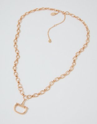 Aerie Long Horsebit Necklace - Gold