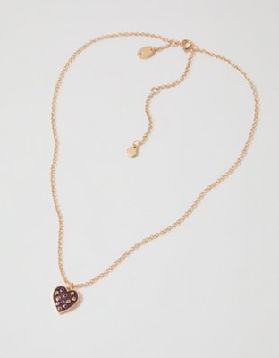 Aerie Enamel Heart Necklace - Royal Berry