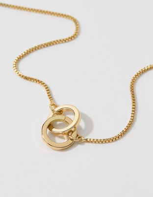 Aerie Mixed Metal Circle Necklace - Gold