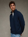 AE 24/7 Quilted Quarter-Zip Sweatshirt - Tidal Blue