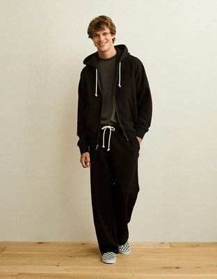 AE Laidback Luxe Baggy Open-Hem Sweatpant - Bold Black