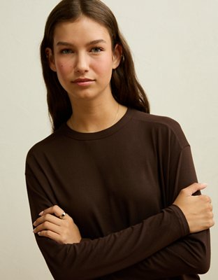 AE Soft & Sexy Relaxed Fit Long-Sleeve T-Shirt - Chocolate