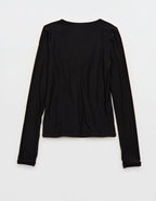 SMOOTHEZ Long Sleeve Ruched Top - True Black
