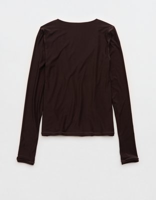 SMOOTHEZ Long Sleeve Ruched Top - Deep Earth