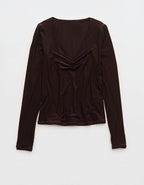 SMOOTHEZ Long Sleeve Ruched Top - Deep Earth