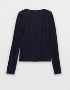 SMOOTHEZ Long Sleeve Ruched Top - Navy