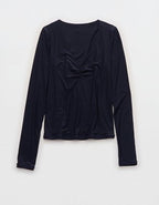 SMOOTHEZ Long Sleeve Ruched Top - Navy