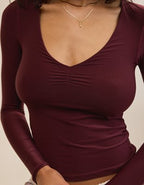 SMOOTHEZ Long Sleeve Ruched Top - Royal Berry