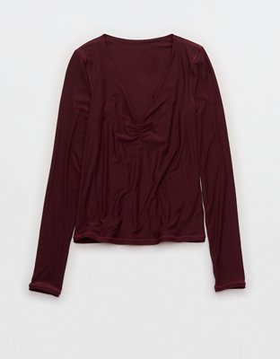 SMOOTHEZ Long Sleeve Ruched Top - Royal Berry