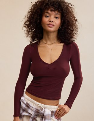SMOOTHEZ Long Sleeve Ruched Top - Royal Berry