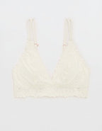 Show Off Rosey Lace Padded Plunge Bralette - Soft Muslin