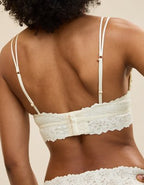 Show Off Rosey Lace Padded Plunge Bralette - Soft Muslin