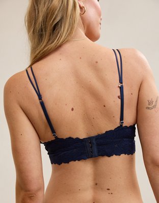 Show Off Rosey Lace Padded Plunge Bralette - Navy