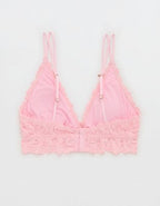 Show Off Rosey Lace Padded Plunge Bralette - Club Pink