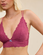 Show Off Rosey Lace Padded Plunge Bralette - Autumn Jam