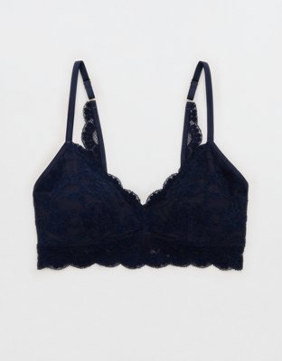 Show Off Chenille Lace Push Up Bralette - Navy