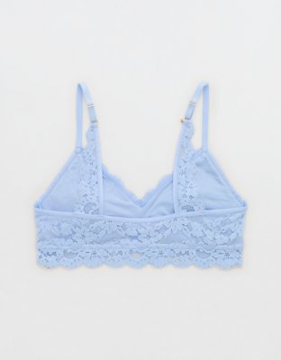 Show Off Chenille Lace Push Up Bralette - Cloudy Blue
