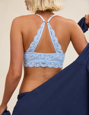 Show Off Chenille Lace Push Up Bralette - Cloudy Blue