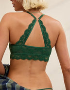 Show Off Chenille Lace Push Up Bralette - Rugged Green