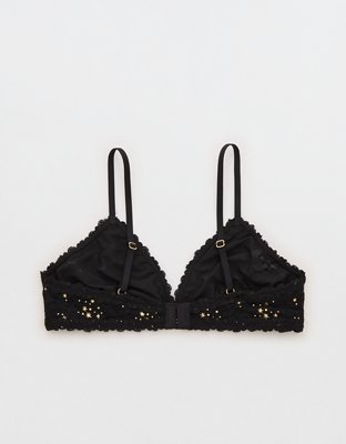 Show Off Vintage Lace Triangle Bralette - True Black