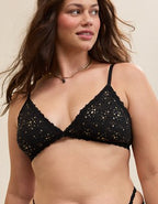 Show Off Vintage Lace Triangle Bralette - True Black
