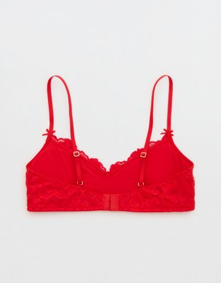 Show Off Dozen Roses Lace Padded Bralette - Bright Red