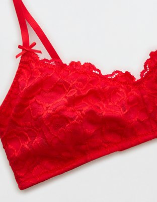 Show Off Dozen Roses Lace Padded Bralette - Bright Red