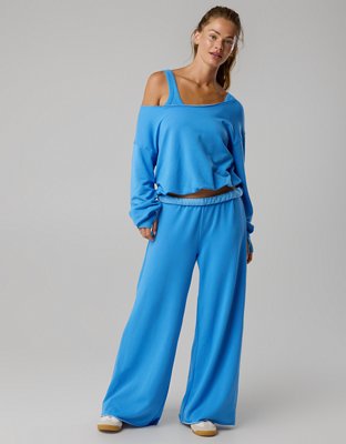 OFFLINE By Aerie OTT Fleece Super Wide Leg Pant - Rome Blue
