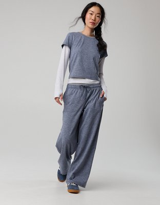 OFFLINE By Aerie Weekend Away Layered Waistband Trouser - Royal Navy