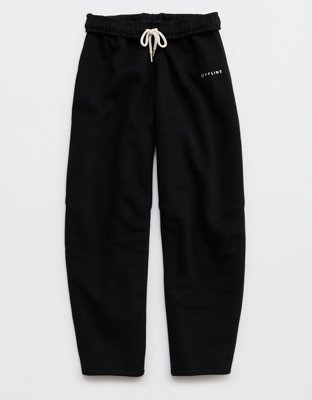 OFFLINE By Aerie Cloud Fleece Barrel Leg Pant - True Black